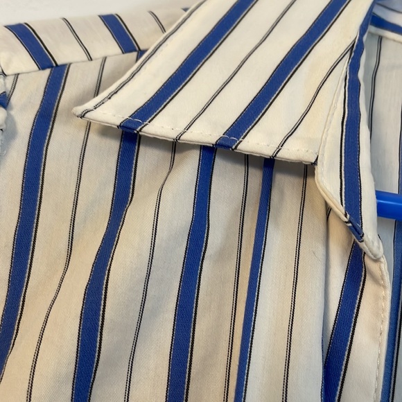 Express design studio blue and white striped long sleeve button down - Picture 2 of 4